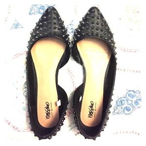 Studded pointy toe flats